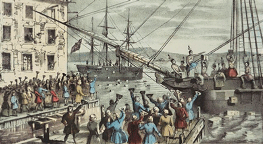 A work of art by Nathayel Corrier entitled "Tea sabotage in Boston Port".