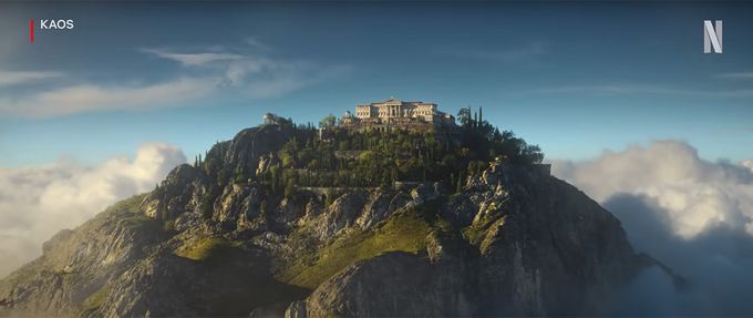 kaos city on a mountain in the clouds