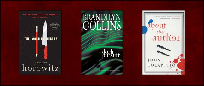 mystery-and-thriller-books-about-authors three book cover collage against a red background