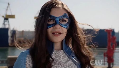 Nia Nal in a mask in a still from 'Supergirl'