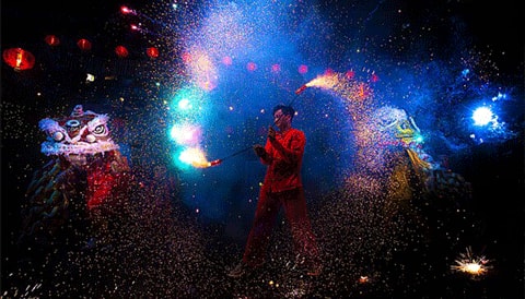 A photo of Chinese New Year celebration.