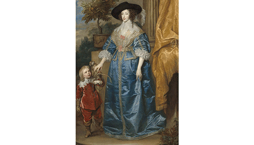 "Queen Henrietta Maria with Sir Jeffrey Hudson" by Anthony van Dyck (1633).