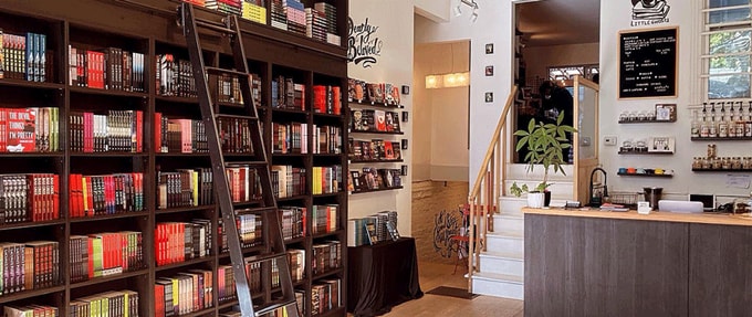 Interior of Little Ghosts Books. 