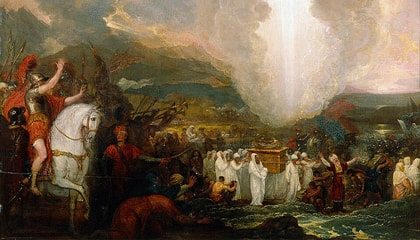 Painting of Joshua passing the River Jordan with the Ark of the Covenant,
