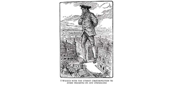 gulliver in lilliput, a fictional place in gulliver's travels