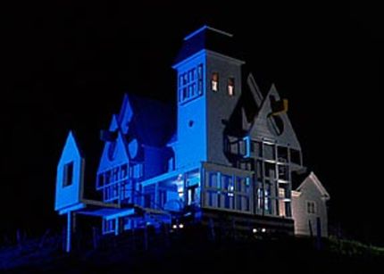 A home at night, featured in the film 'Beetlejuice.'