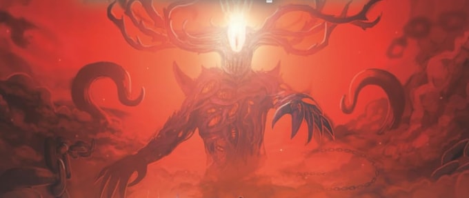 A monster in a red cloud