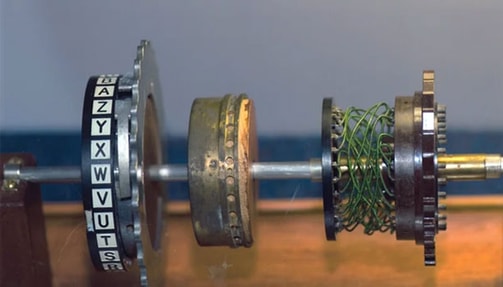 The parts and internal wiring of an Enigma wheel