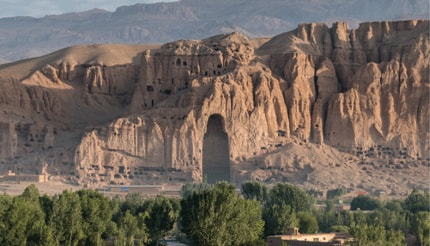 Photo of Buddhas of Bamiyan.