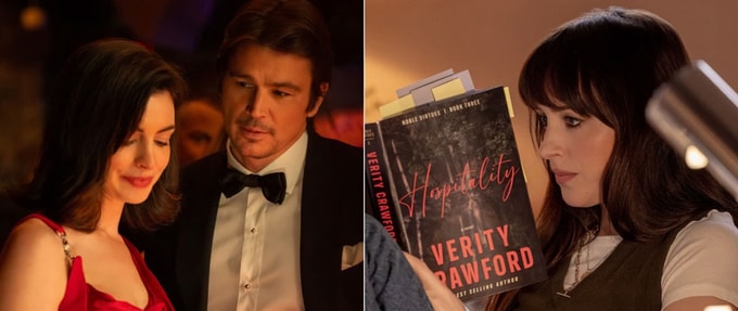Anne Hathaway, Josh Hartnett, and Dakota Johnson in 'Verity'