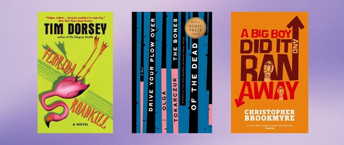 Covers of "Florida Roadkill," "Drive Your Plow Over the Bones of the Dead," and "A Big Boy Did It And Ran Away."