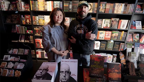 Photo of Thrillerdelphia interior and owners. 