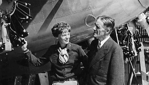 Amelia Earhart and her Electra plane