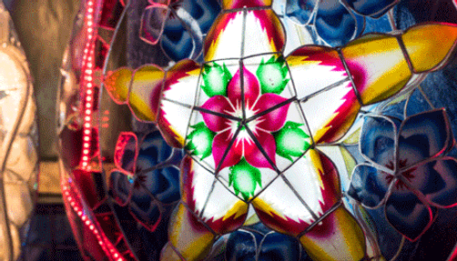 Photo of Filipino tradition of parols, which are star-shaped lanterns.