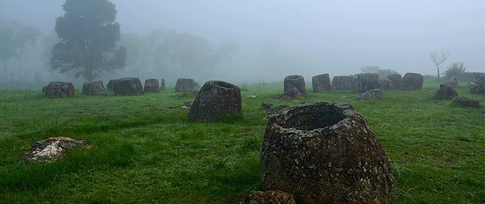 Photo of the Plain of Jars at dawn.