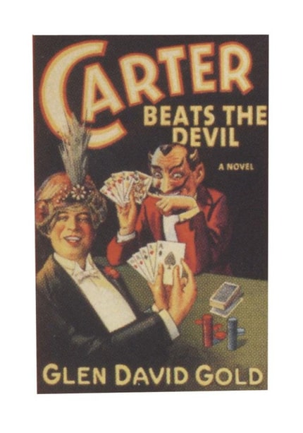 stage magician playing cards against the devil