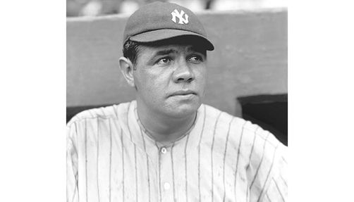 Photo of Babe Ruth in a Yankees uniform