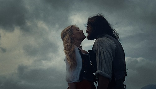 Still from "Wuthering Heights", Jacob Elordi and Margot Robbie.