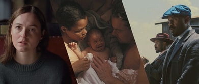 Still from 'Sentimental Value', 'One Battle After Another', and 'Sinners'.