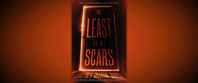 Cover of 'The Least of My Scars' set against orange background.