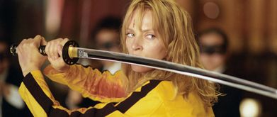 Uma Thurman holding a sword in a still from 'Kill Bill Vol. 1'