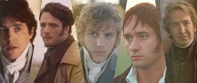 Stills of various leading men from adaptations of Jane Austen novels. 