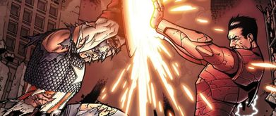 Captain America and Iron Man clash on the cover of Marvel's 'Civil War.'