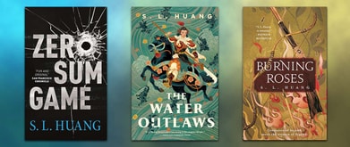 collage of S. L. Huang titles, including the water outlaws
