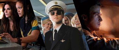 Stills from 'Ocean's 8,' 'Catch Me If You Can,' and 'Drive.'