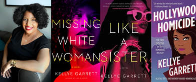 photo of kellye garrett alongside 3 of her book covers