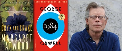 portrait of stephen king with some of his favorite science fiction and fantasy titles