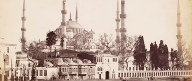 Sultanahmet Mosque from afar (1860-1910). Black and White Photo 