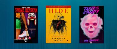 Covers of "Cirque Berserk" by Jessica Guess, "Hide" by Kiersten White, and "Tastes Like Candy" by Ivy Tholen