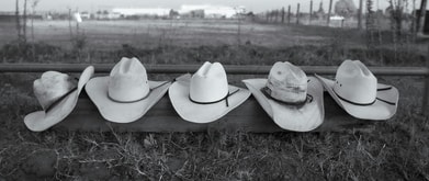 cowboy hats in a row