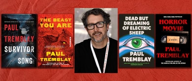 Covers of books, photo of Tremblay. 