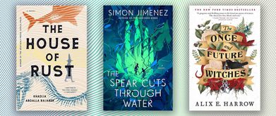 three book covers, including the spear cuts through water