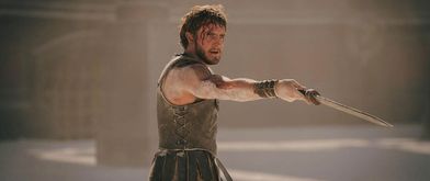 still photo of paul mescal with a sword in 'gladiator 2'