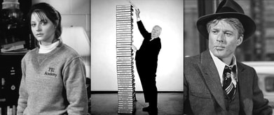 Photos of Jodie Foster, Alfred Hitchcock, and Robert Redford.