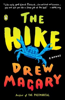 the-hike-cover the hike cover has a blue crab on a black background