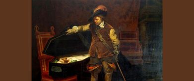 painting of cromwell looking into charles I's coffin
