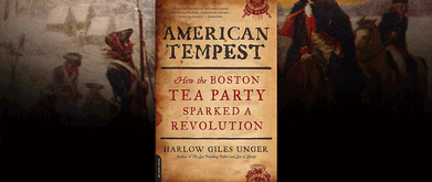 Cover of 'American Tempest' against shaded photo of President George Washington and Marquis de Lafayette.