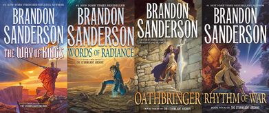 Collage of Brandon Sanderson's Stormlight Books