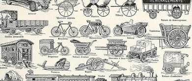 Illustration of different modes of transportation through history.